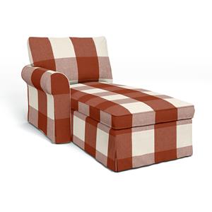 Bemz IKEA - Hoes voor chaise longue Ektorp met armleuning links, Terracotta, Linnen