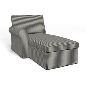 Bemz IKEA - Hoes voor chaise longue Ektorp met armleuning links, Dark Blue, Linnen