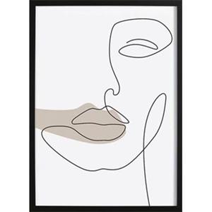 Wallified  Vrouwelijk Gezicht Abstract Poster -  - Abstract