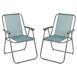 Sunnydays camping/strand stoel - 2x - aluminium - inklapbaar - grijs - L53 x B55 x H75 cm -