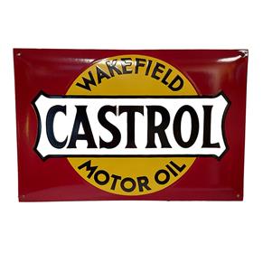Fiftiesstore Castrol Logo Donker Rood Emaille Bord - 50 x 33cm