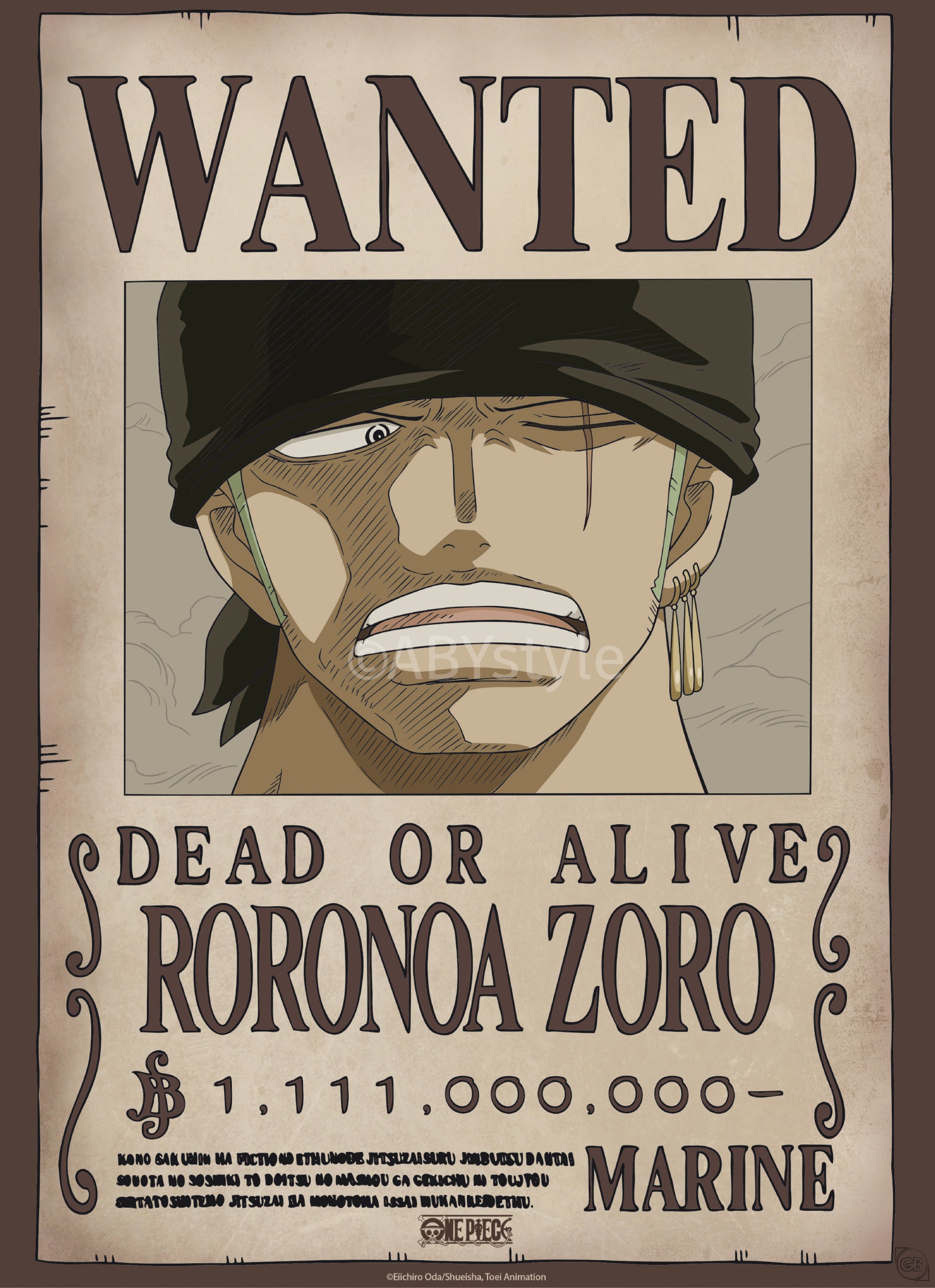 ABYstyle Poster One Piece Wanted Zoro Wano 38x52cm