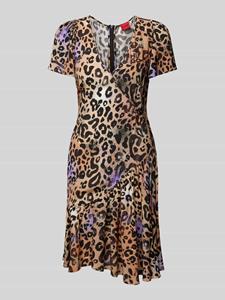 HUGO Knielange jurk met dierenprint, model 'Kaluna'