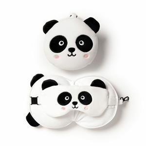 Relaxeazzz Panda knuffel/reiskussen/slaapmasker - 2-in-1 set - voor kinderen