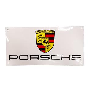 Fiftiesstore Porsche Logo Wit Emaille Bord - 60 x 30cm