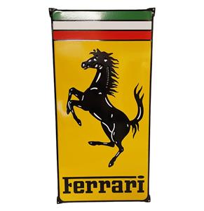 Fiftiesstore Ferrari Logo Emaille Bord - 60 x 30cm