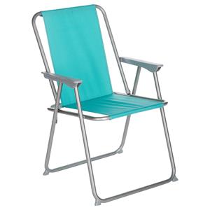 Atmosphera camping/strand stoel - aluminium - inklapbaar - blauw - L52 x B55 x H75 cm -