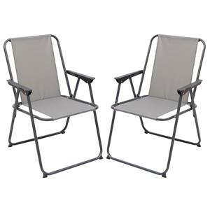 Atmosphera camping/strand stoel - 2x - aluminium - inklapbaar - grijs - L52 x B55 x H75 cm -