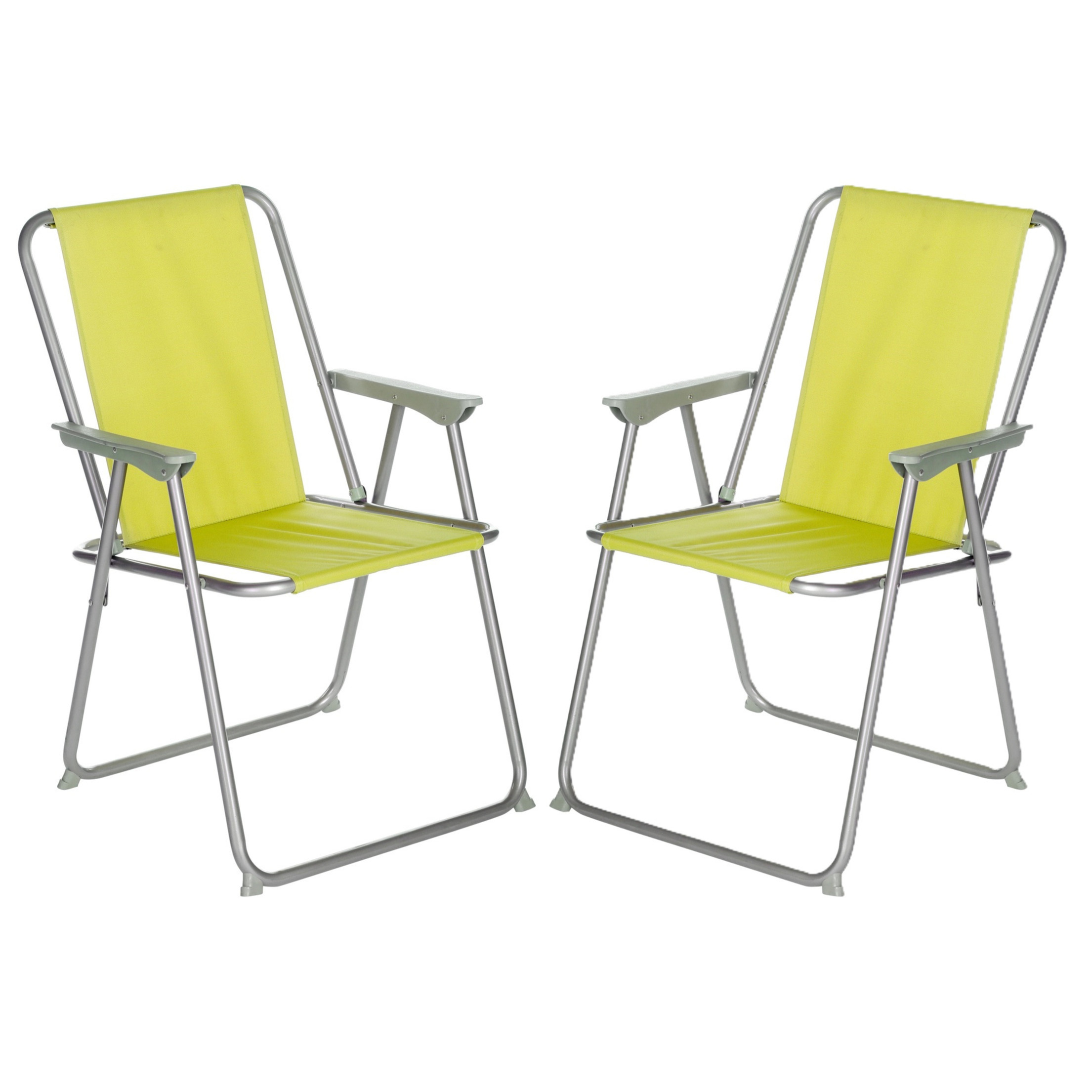 Atmosphera camping/strand stoel - 2x - aluminium - inklapbaar - groen - L52 x B55 x H75 cm -