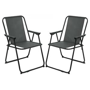 Atmosphera camping/strand stoel - 2x - aluminium - inklapbaar - zwart - L52 x B55 x H75 cm -