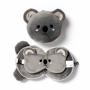 Relaxeazzz Koala knuffel/reiskussen/slaapmasker - 2-in-1 set - voor kinderen