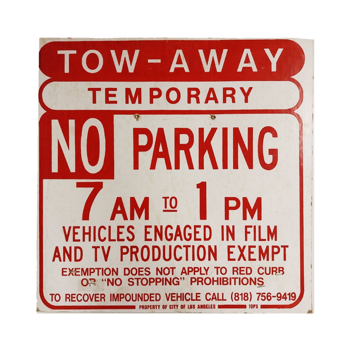 Fiftiesstore Tow-Away No Parking Kartonnen Straatbord - 46 x 46cm - Origineel