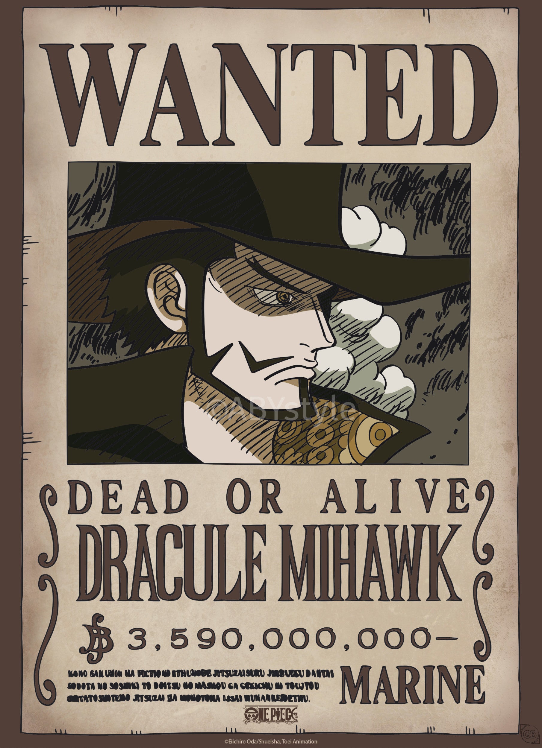 ABYstyle Poster One Piece Wanted Mihawk Wano 38x52cm