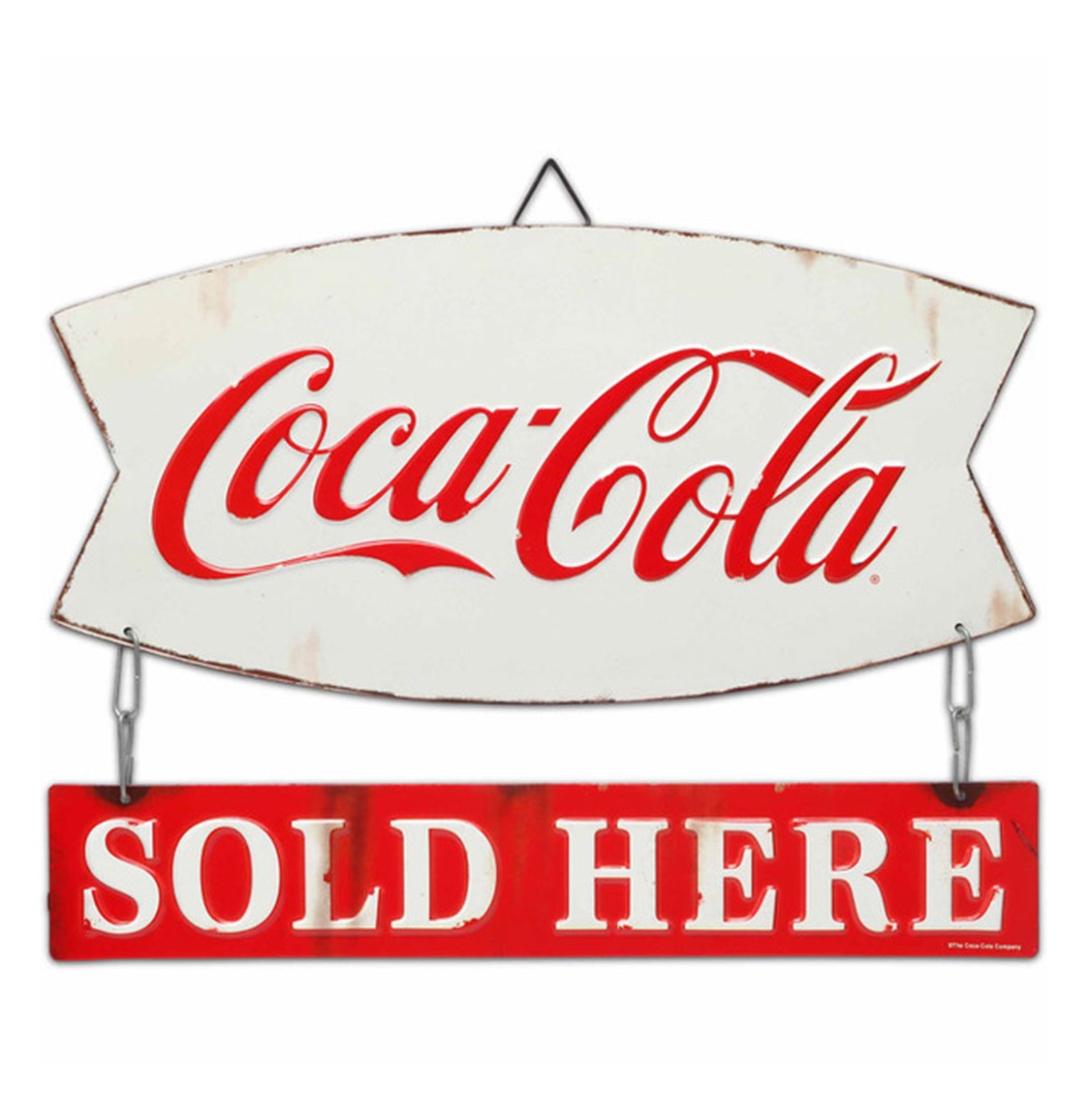 Fiftiesstore Coca-Cola Sold Here Linked Metalen Bord - 38 x 27cm