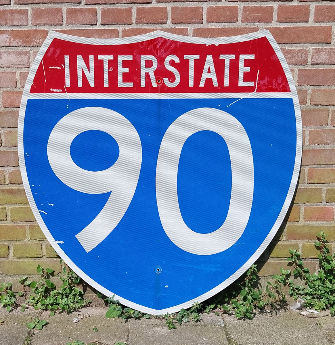 Fiftiesstore Interstate 90 Verkeersbord - 92 x 92cm - Origineel