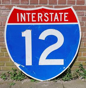 Fiftiesstore Interstate 12 Verkeersbord - 91 x 91cm - Origineel