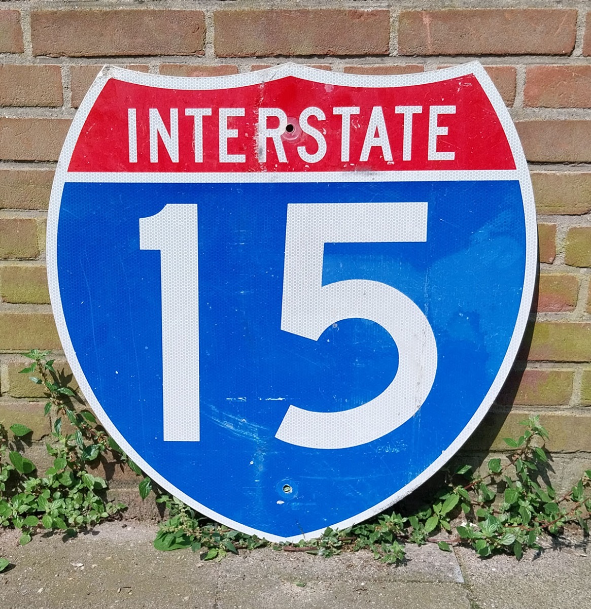 Fiftiesstore Interstate 15 Metalen Straatbord - Origineel - 61 x 61 cm