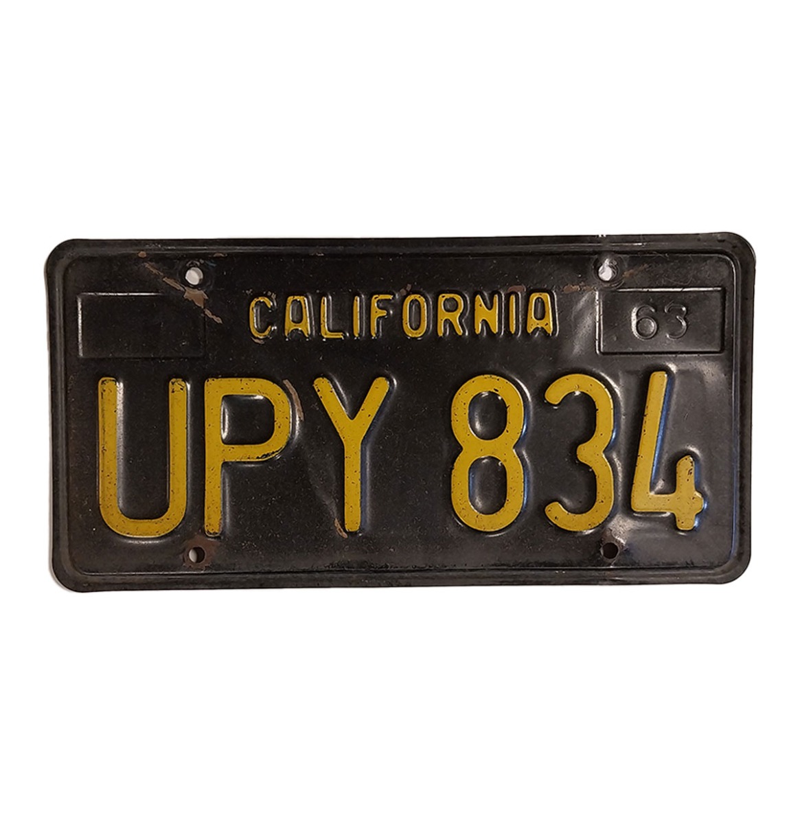 Fiftiesstore California Zwarte Kentekenplaat - 1963 - Origineel