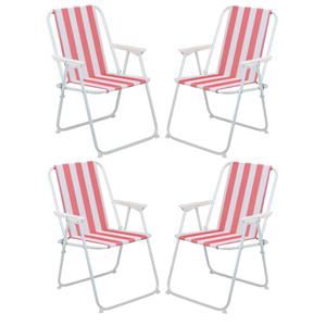 Lifetime Garden Camping/strand stoel - 4x - aluminium - inklapbaar - rood - 51 x x 76 cm -