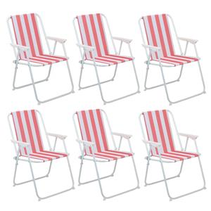 Lifetime Garden Camping/strand stoel - 6x - aluminium - inklapbaar - rood - 51 x x 76 cm -