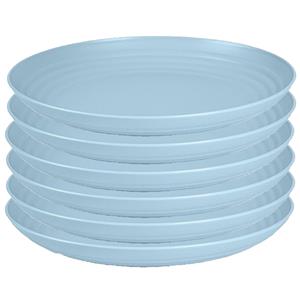 PlasticForte Rond bord/camping bord - 6x - D25 cm - ijsblauw - kunststof - onbreekbaar -