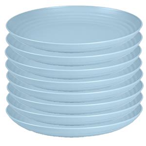 PlasticForte Rond bord/camping bord - 8x - D25 cm - ijsblauw - kunststof - onbreekbaar -