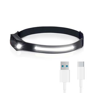 FlinQ Oplaadbare Led Hoofdlamp - Usb Oplaadbaar - Bewegingssensor - Verstelbaar - Zwart