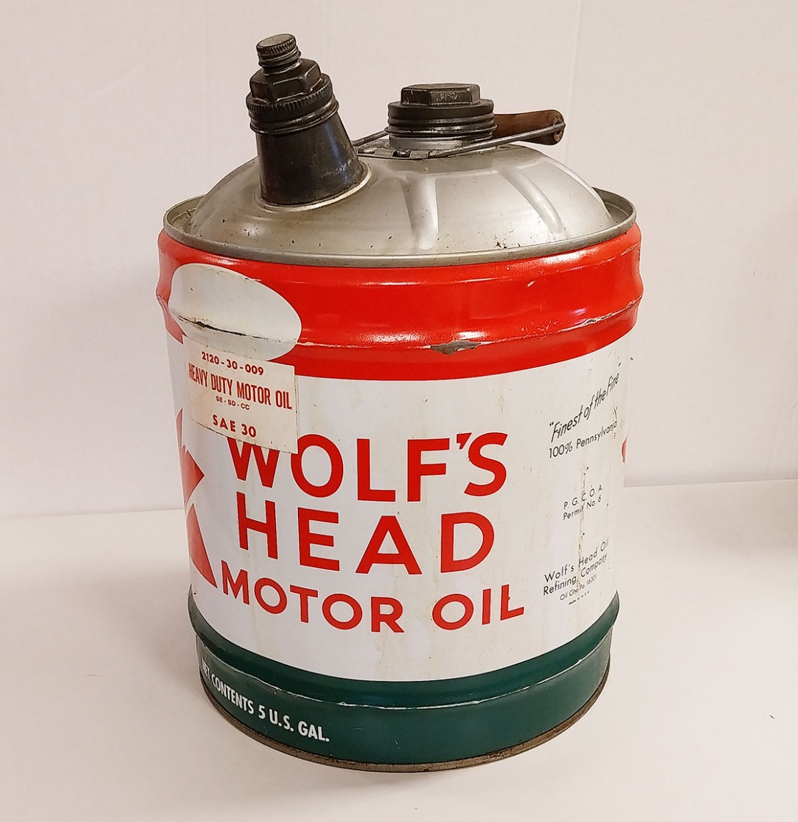 Fiftiesstore Wolf's Head Motor Oil Olieblik - Met Originele Doos
