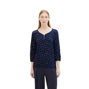 Tom Tailor Shirt met 3/4 mouwen met all-over print en henley halslijn