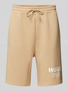 Hugo Blue Regular fit sweatshorts met labelprint, model 'Nomario'