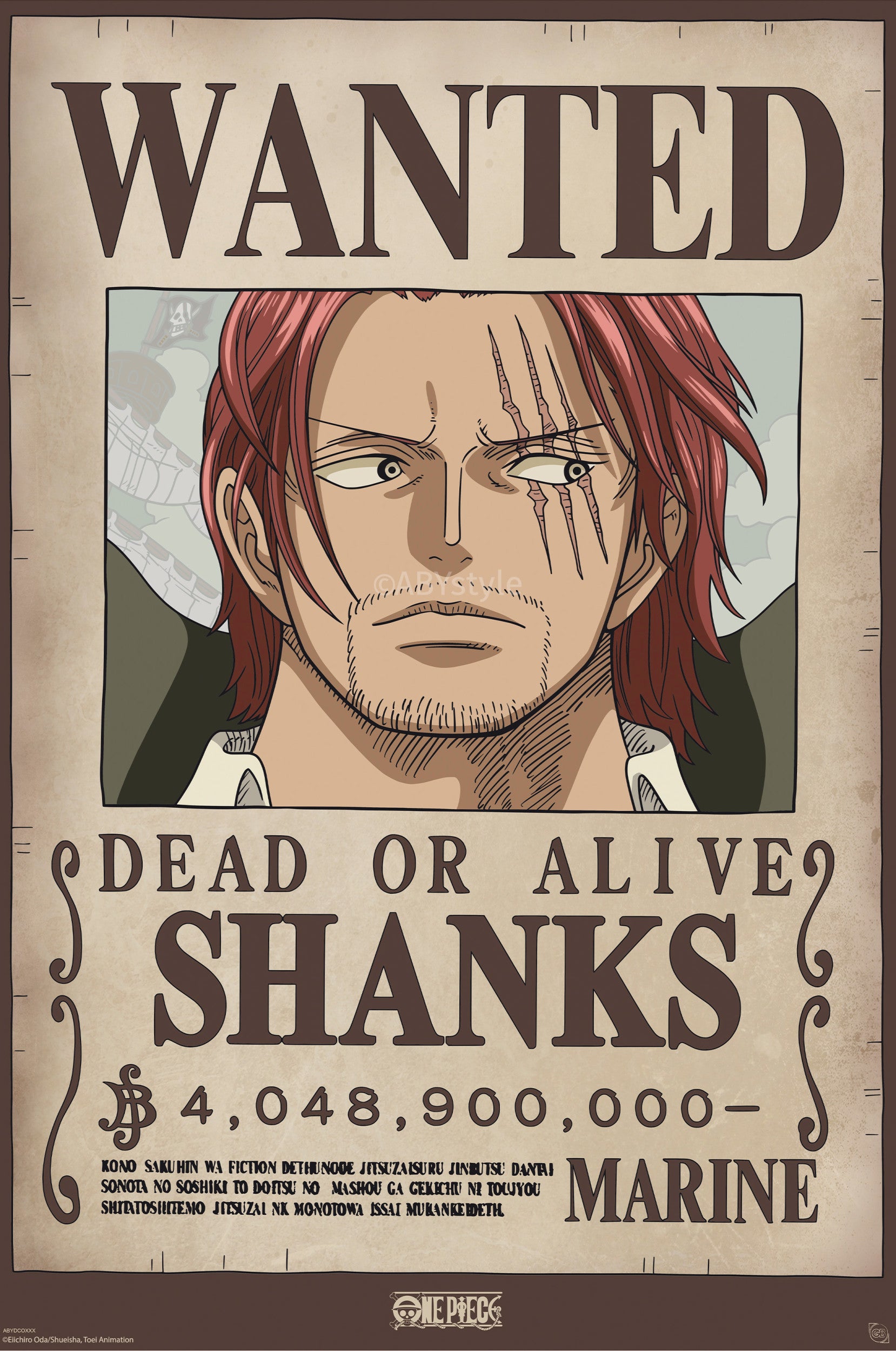 ABYstyle Poster One Piece Wanted Shanks Wano 38x52cm