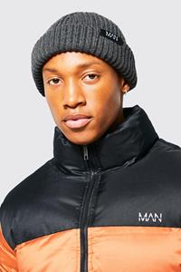 Boohoo Man Muts Met Label, Charcoal