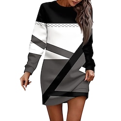 Light in the box Dames Geometrisch Strakke ronde hals Mini-jurk Herfst Winter