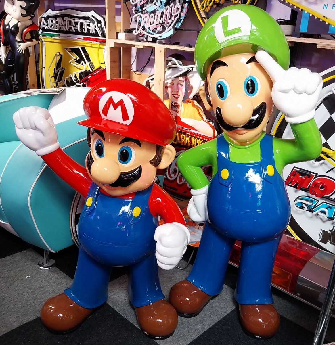 Fiftiesstore Super mario Bros. Mario & Luigi Grote Beelden (Set)