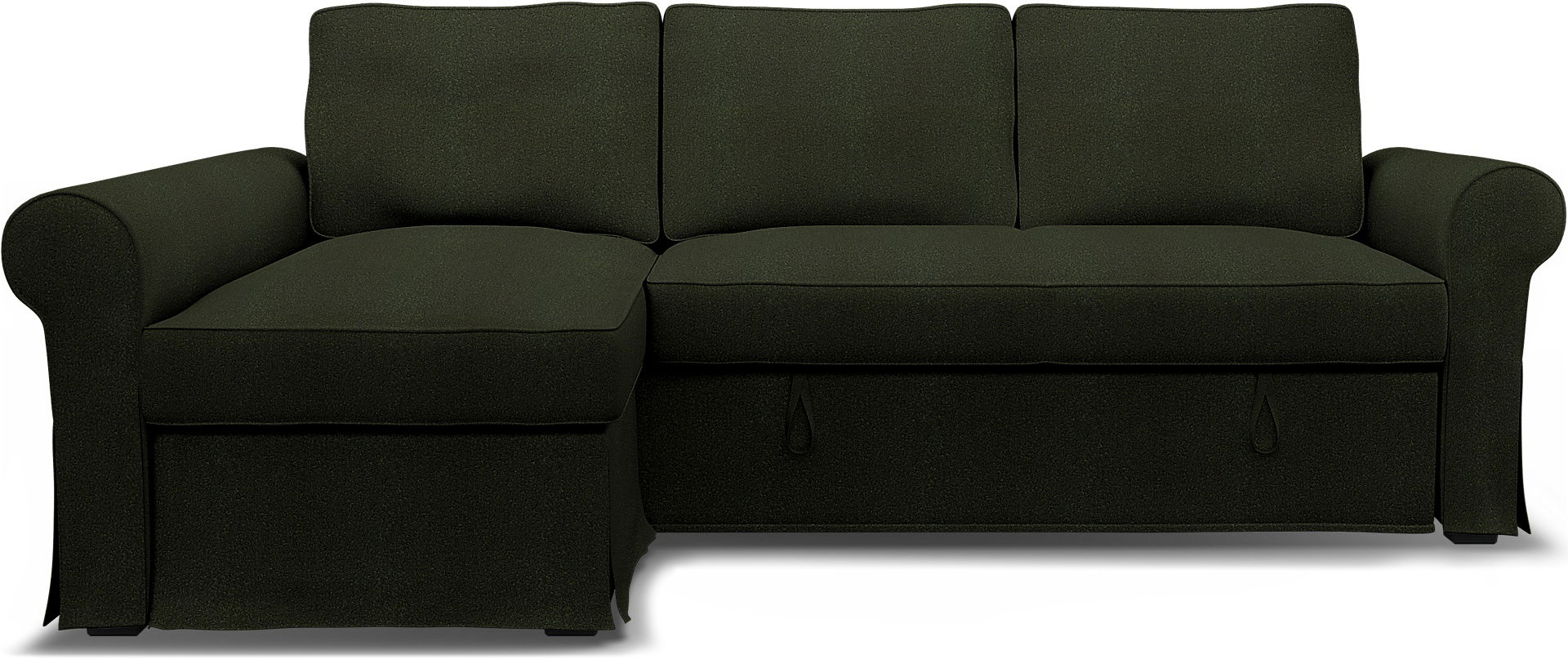 Bemz IKEA - Hoes voor slaapbank Backabro met chaise longue, Dark Moss Green, DE NATURES’ PALETTE COLLECTION VAN 