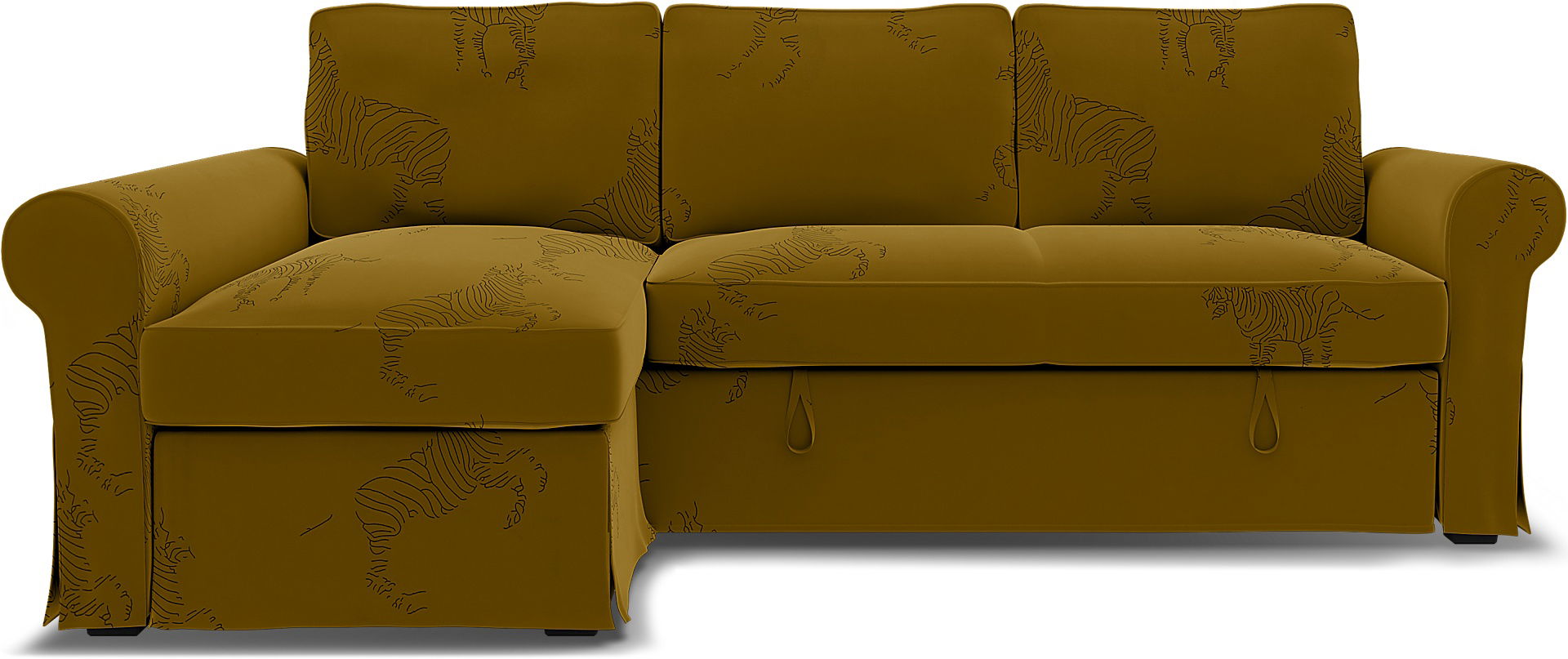 Bemz IKEA - Hoes voor slaapbank Backabro met chaise longue, Turmeric / Zebra, DE NATURES’ PALETTE COLLECTION VAN 