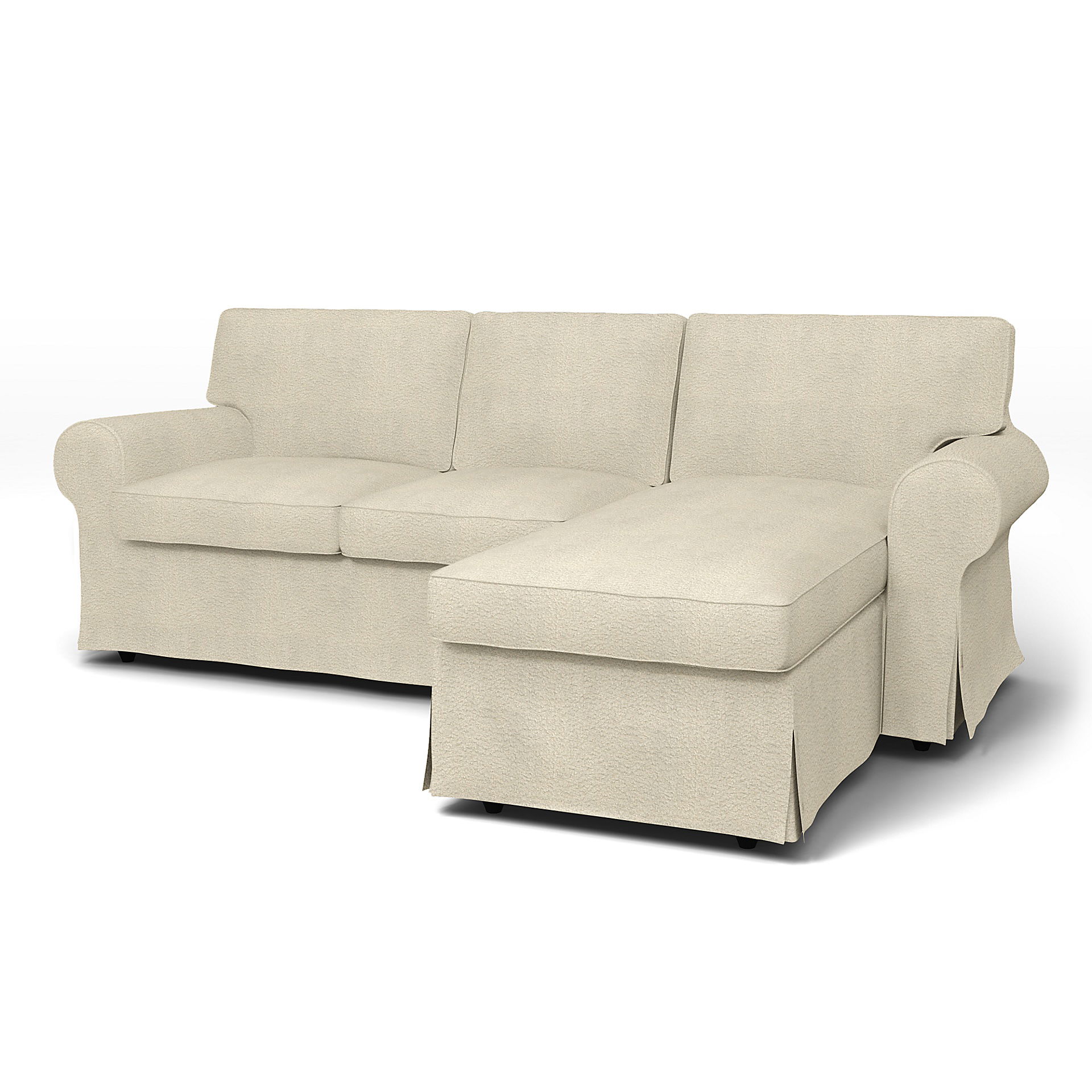 Bemz IKEA - Hoes voor 3-zitsbank Ektorp met chaise longue, Natural White, DE NATURES’ PALETTE COLLECTION VAN 