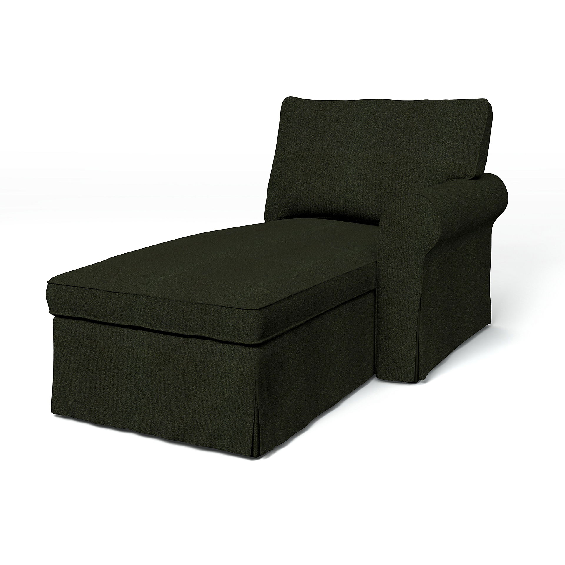 Bemz IKEA - Hoes voor chaise longue Ektorp met armleuning rechts, Dark Moss Green, DE NATURES’ PALETTE COLLECTION VAN 