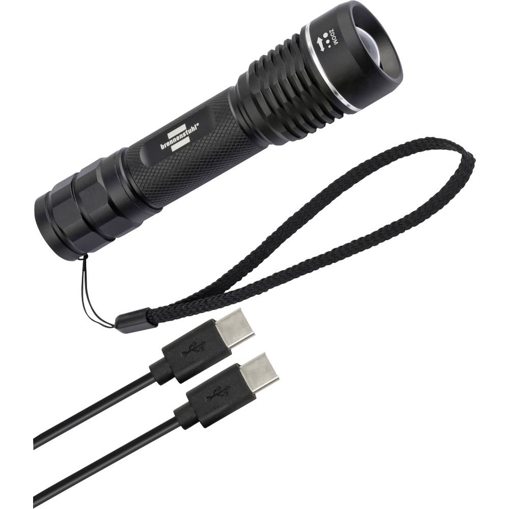 Brennenstuhl LuxPremium Akku-Fokus-LED-Taschenlampe TL 601 AF IP67 / Aufladbare Taschenleuchte mit CREE-LED (600lm, 190m, fokussierbar, max. 26h, inkl. USB C Ladekabel)