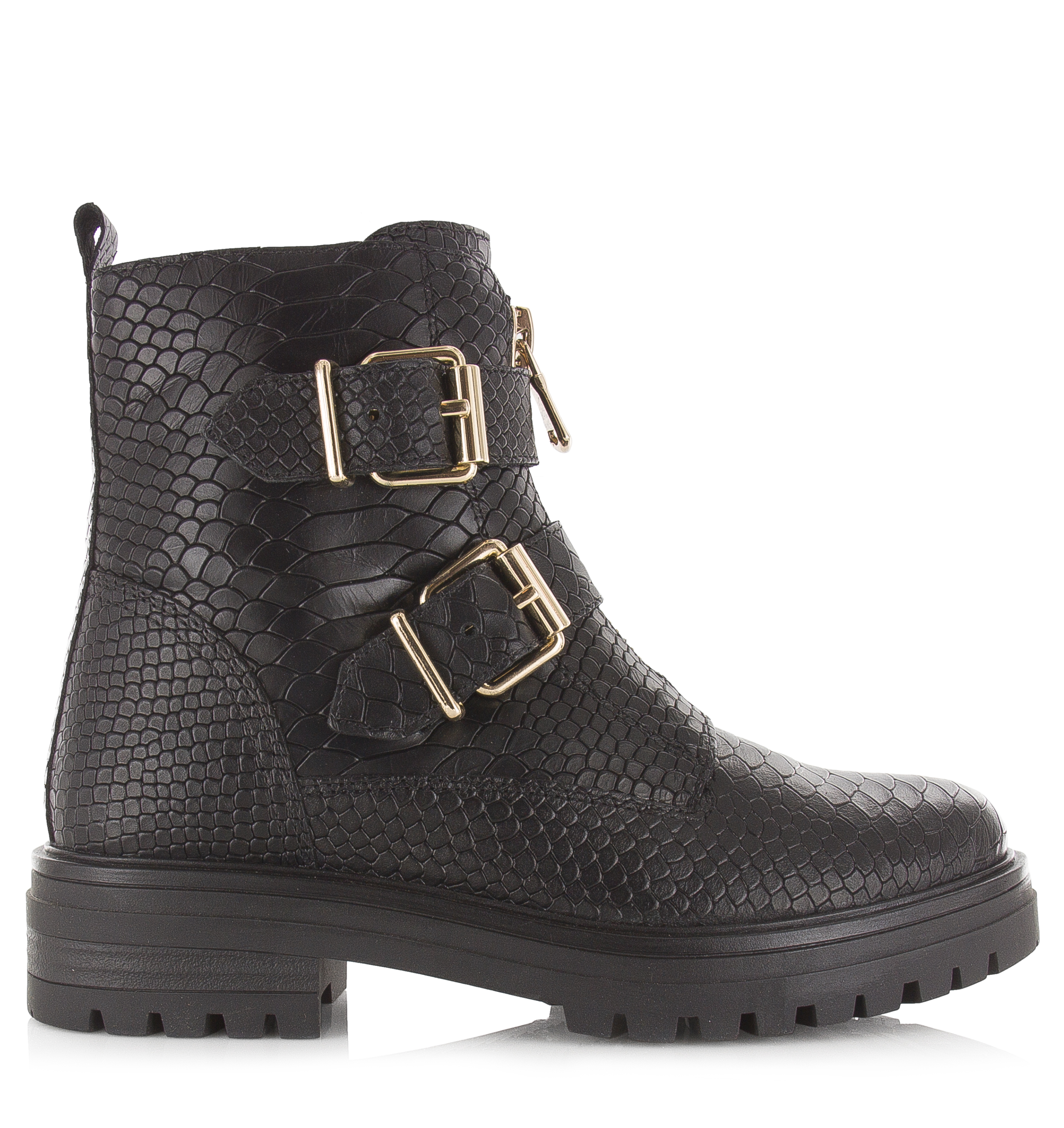 POELMAN Biker boot Zwart Leer Biker boots Dames