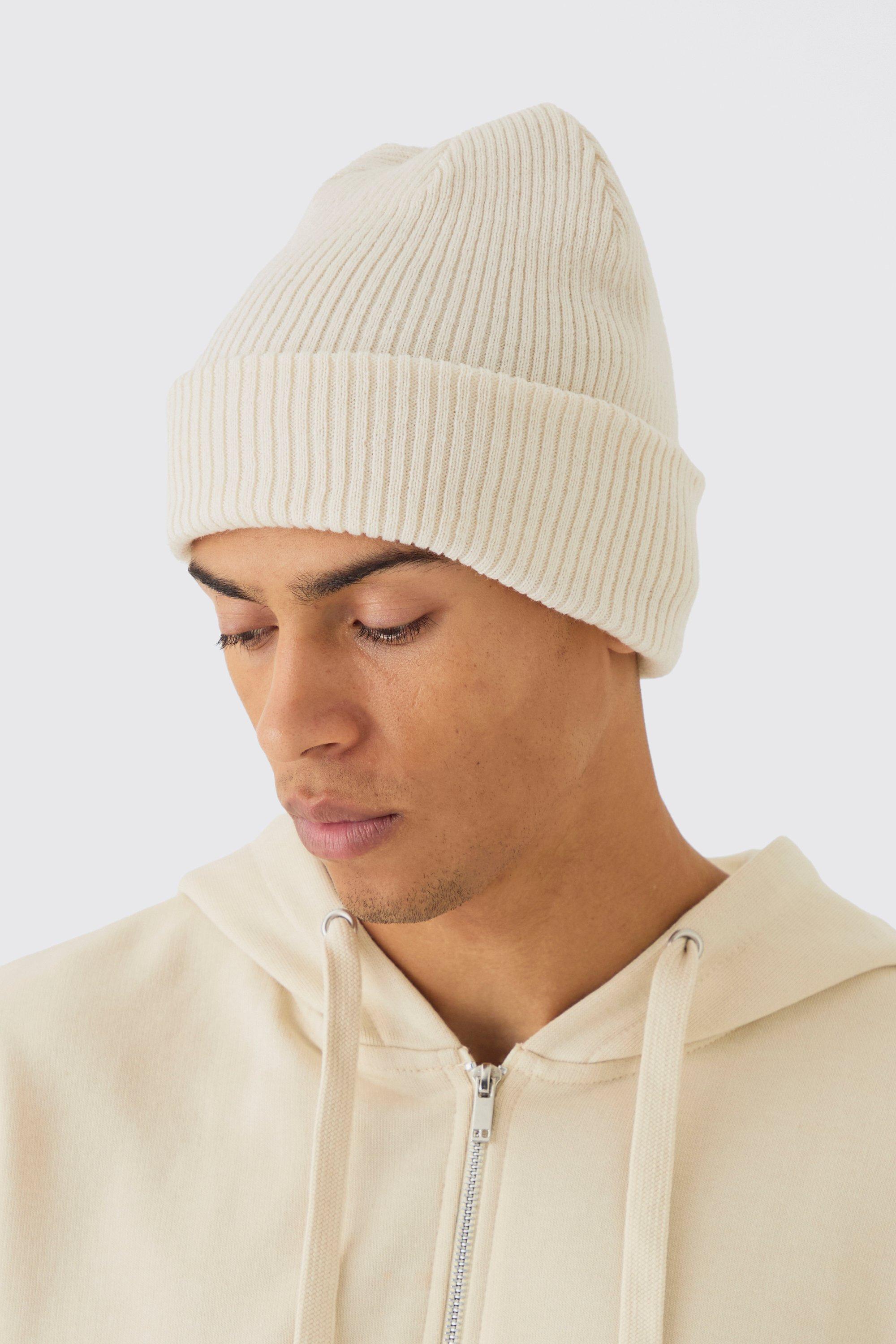 Boohoo Ribbed Classic Beanie, White