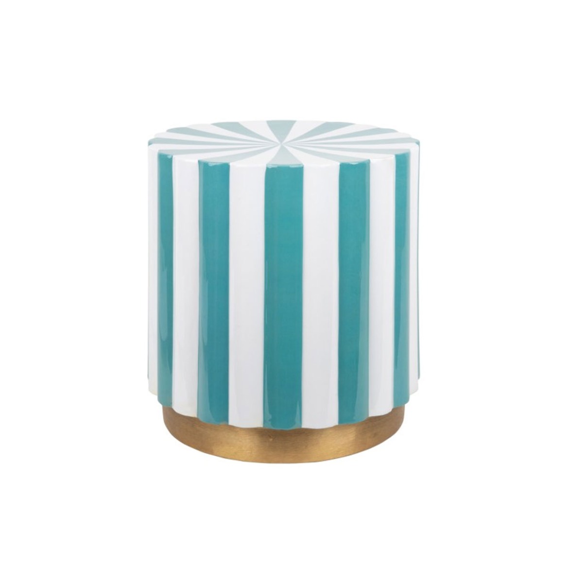 Fiftiesstore Candy Swirl Poef - Ø40 cm Turquoise/Wit