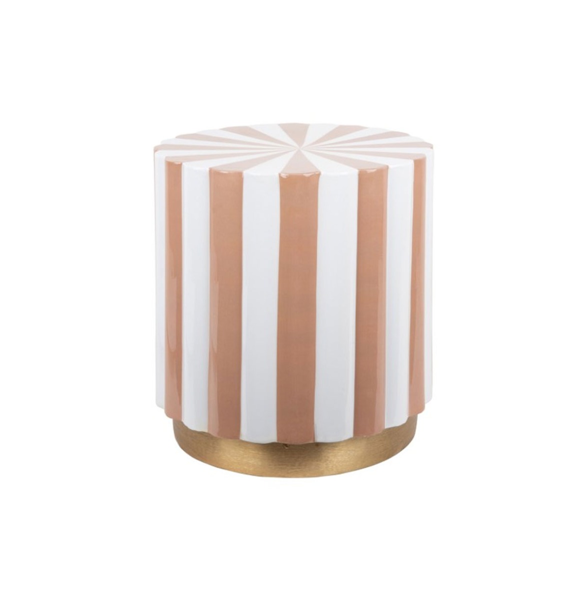 Fiftiesstore Candy Swirl Poef - Ø40 cm Licht Bruin/Wit