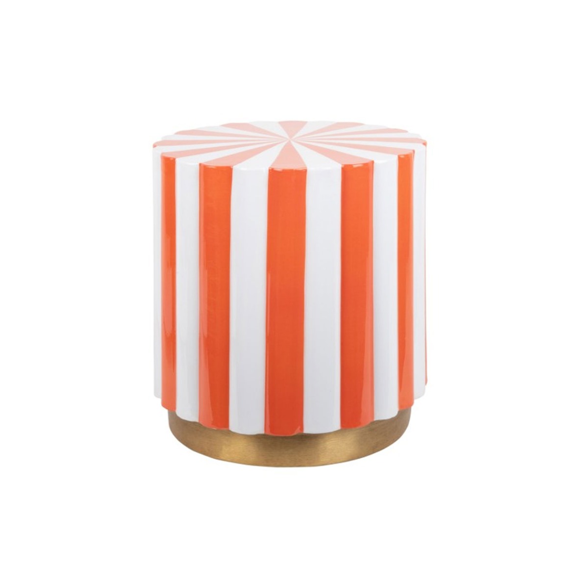 Fiftiesstore Candy Swirl Poef - Ø40 cm Oranje/Wit