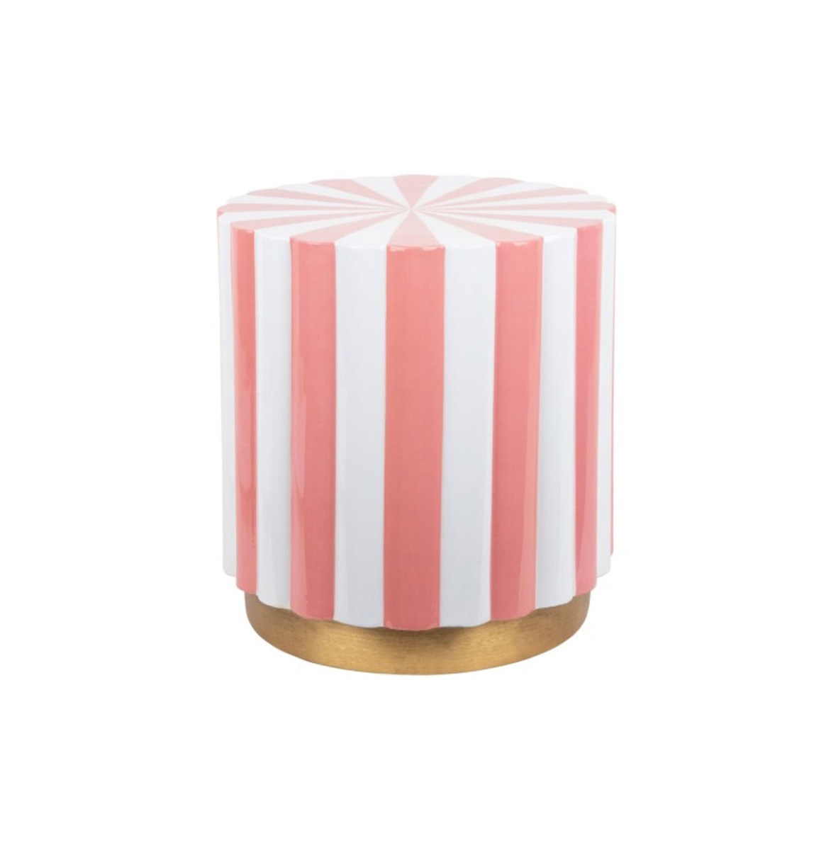 Fiftiesstore Candy Swirl Poef - Ø40 cm Roze/Wit