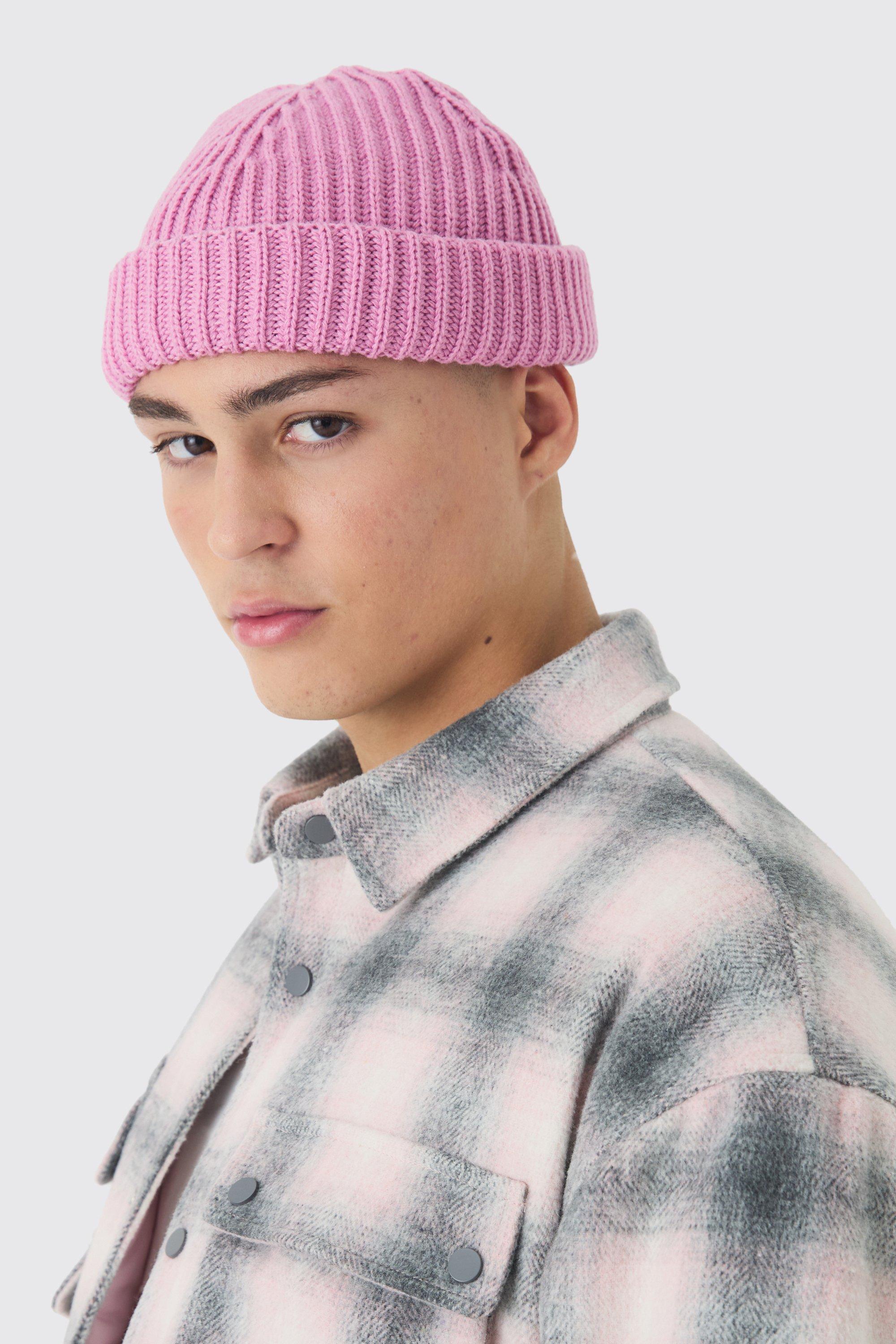 Boohoo Ribbed Micro Beanie, Pink