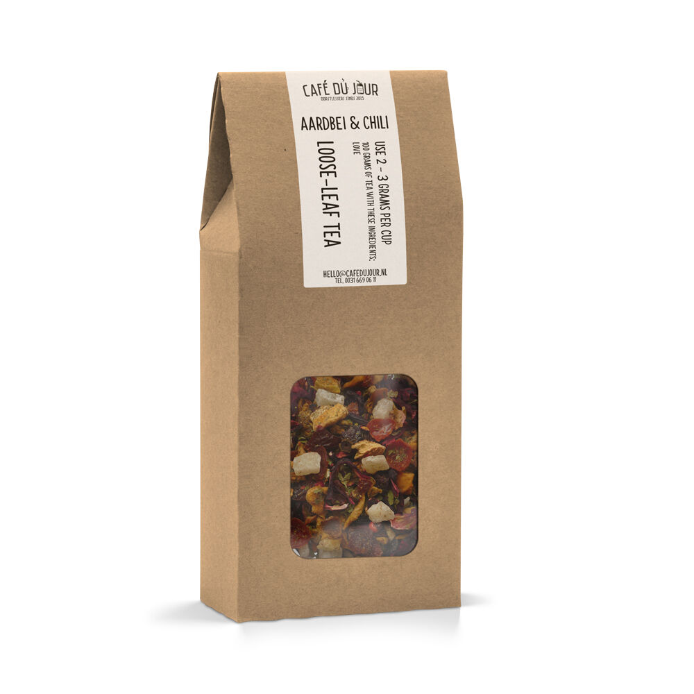 Café du Jour Aardbei & Chili - Vruchtenthee 100 gram -  losse thee