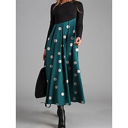 Light in the box Dames Polyester Casual jurk Grafisch Afdrukken V-hals Maxi-jurk Elegant Casual Feest Afspraakje Lange mouw Herfst Winter