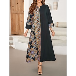 Light in the box Dames Polyester Geometrisch Gekerfde nek Maxi-jurk 3/4 mouw Lente Herfst