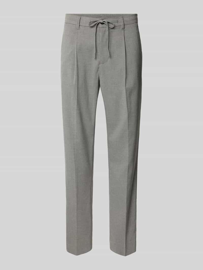 Selected Homme Regular tapered fit bandplooibroek met tunnelkoord, model 'LEROY'